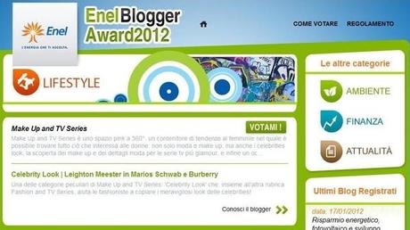 Enel Blogger Award2012: Make Up and TV Series candidato per la categoria LIFESTYLE. Scopri come votare!