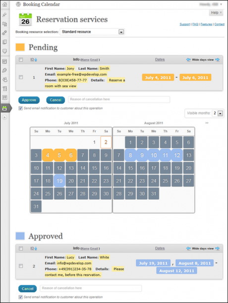 booking calendar