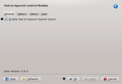 Jovie - il sistema di pronuncia di KDE - basato su estensioni che permette a qualsiasi applicazione di KDE di parlare usando l'interfaccia D-Bus.