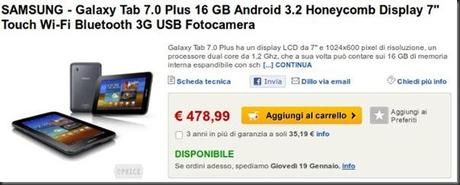 Il Galaxy Tab 7 Plus è sbarcato in Italia!