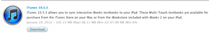 Screen Shot 2012 01 19 at 19.58.48 410x65 Aggiornamento per iTunes (10.5.3), ora con supporto ai libri di testo Update iTunes 