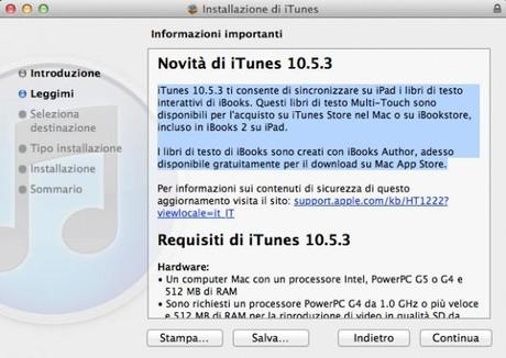 Apple rilascia iTunes 10.5.3 per la sincronizzazione con iBooks 2