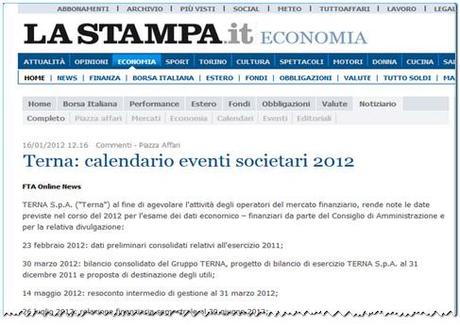 Flavio Cattaneo (Terna): 23 febbraio 2012 - dati preliminari consolidati relativi all’esercizio 2011