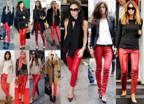 Wearing red pants