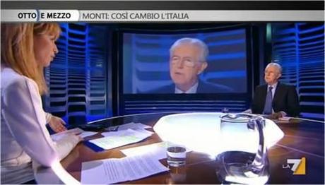 Record stagionale per “Otto e mezzo” con il premier Monti che domani sarà di nuovo in tv a “In 1/2 h” di Lucia Annunziata
