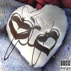 BLCUORE orecchini placcati argento doppio cuore double heart silver earrings 1129design