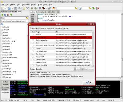 Geany leggero editor di testo multi piattaforma per GTK+ basato su Scintilla con funzionalità elementari di IDE.