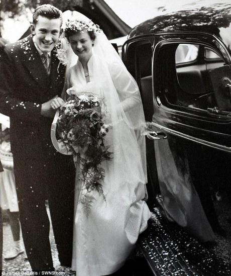 Joan and Fred Horley pictured outside Chorley parish church on their wedding day, on May 23 1953