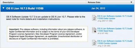 Apple rilascia l’aggiornamento a OS X 10.7.3 agli sviluppatori