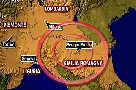 cartina del sisma Reggiano del 25 Gennaio 2012 Scossa di terremoto a Milano stamane alle ore 9.10 Avvertita nel Nord Italia. Lepicentro nel Reggiano | CARTINA