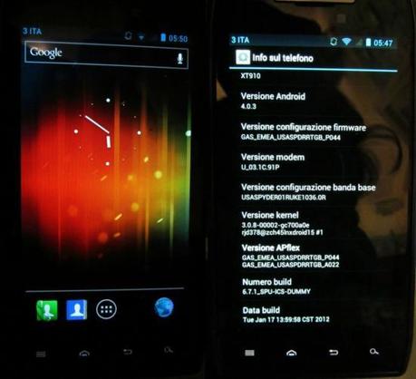 ics leak gsm moto final Android 4.0.3 Ice Cream Sandwich per Motorola Razr, ecco il primo firmware