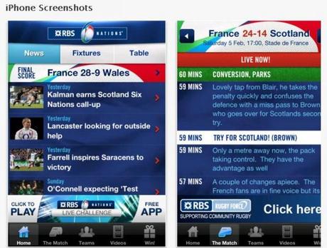 Tutto il Sei Nazioni 2012 in una app