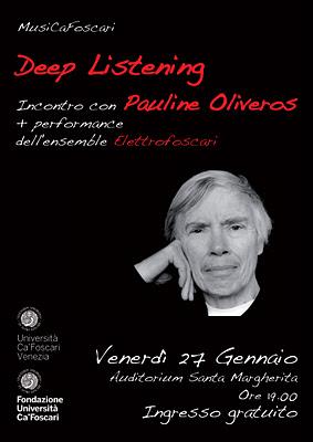 “Deep Listening”: incontro con Pauline Oliveros + performance dell’ensemble Elettrofoscari.