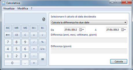 calcolo data Funzioni nascoste nella calcolatrice di Windows 7