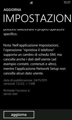 Installazione di rete per Windows Phone si aggiorna alla v1.3