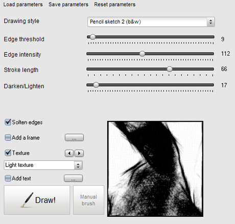 Drawing parameters FotoSketcher, trasformare le foto in opere darte gratis su Windows