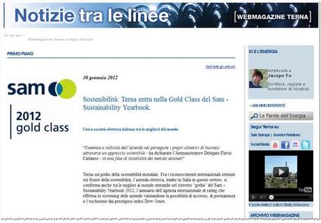 Flavio Cattaneo: Terna entra nella Gold Class del Sam – Sustainability Yearbook 2012