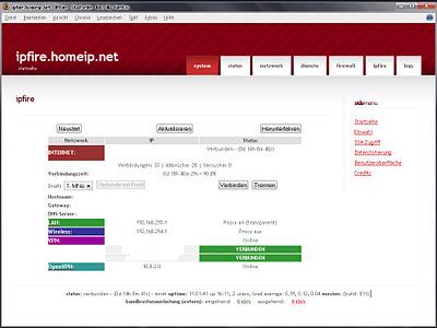 IPFire, firewall basato su Linux, eseguibile da CD ROM oppure da un'unità USB.