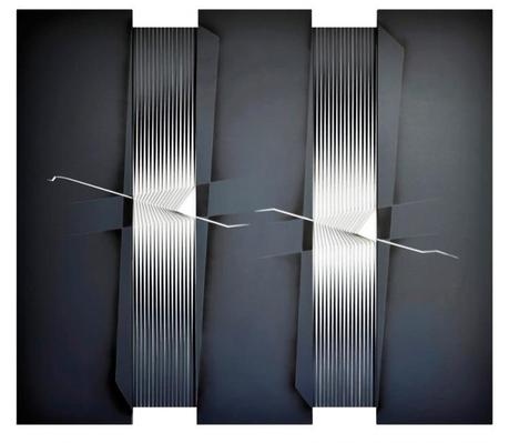 Alberto Biasi, Trittico...tratti bianchi, 2003, acrilico su tela in rilievo, 180x205x5 cm, coll. 