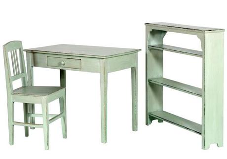 Studio shabby chic decapato scrittoio sedia libreria verde salvia design myArtistic