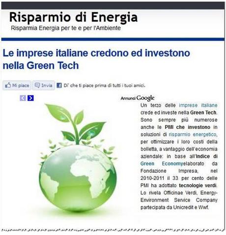 Tecnologie Verdi: Secondo Officinae Verdi le imprese italiane credono ed investono nella Green Tech