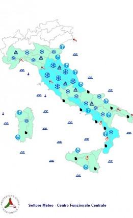 Meteo Primo di Febbraio, freddo, neve e ghiaccio. Bollettino Protezione Civile