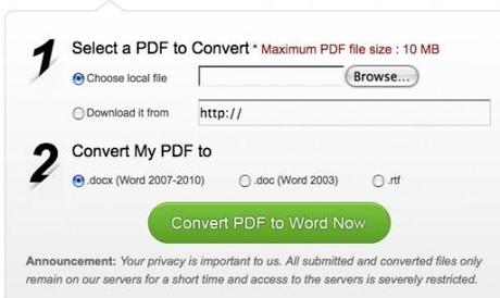 pdftowordonline 494x295 Convertire documenti PDF in Word, ecco il miglior strumento gratuito
