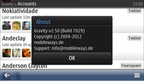 Gravity per Smartphone Nokia Symbian : Aggiornamento Fix Bugs