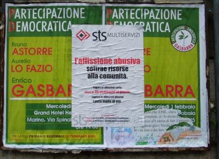 I Manifesti abusivi di Partecipazione Democratica per Gasbarra.