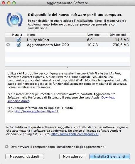 Apple ha rilasciato OS X 10.7.3, l’aggiornamento di...