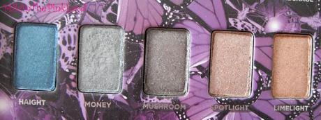 Urban Decay: Mariposa Palette, swatches.