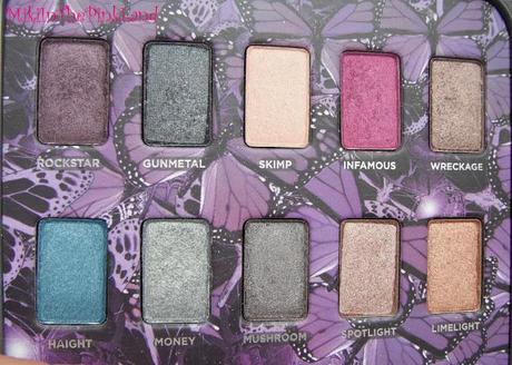 Urban Decay: Mariposa Palette, swatches.