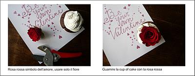 Cup cake con le rose rosse e la panna montata per San Valentino