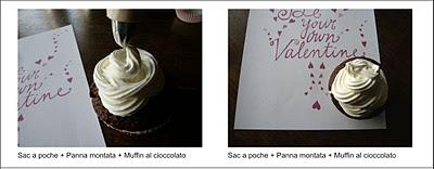 Cup cake con le rose rosse e la panna montata per San Valentino