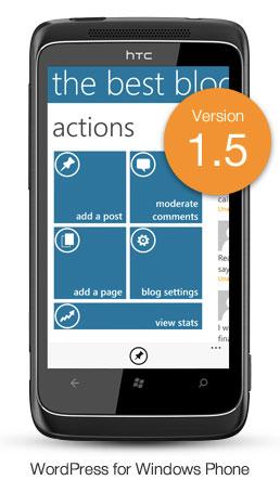 WordPress per Smartphone Windows Phone : Aggiornamento alla versione v1.5