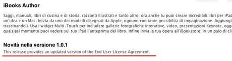 Aggiornamento della licenza di iBooks Author con la versione 1.0.1