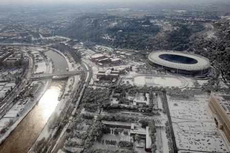 Roma neve Stadio olimpico 8 Roma imbiancata fotografata DALL’ALTO | FOTO