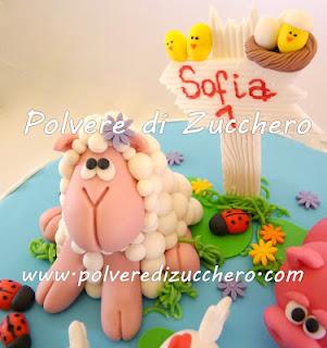 Torta decorata animali della fattoria