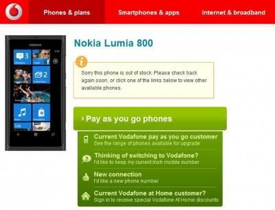 Nokia Lumia 800 out of stock in Irlanda