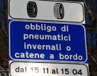 Strade con obbligo di pneumatici invernali o catene a bordo