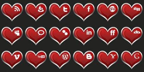 31 icone social network con tema San Valentino