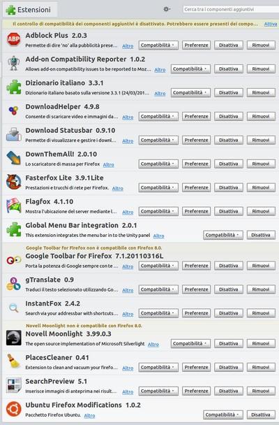 Firefox 9.0.1 KIT Plus - Elenco estensioni installate