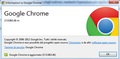 google chrome aggiornamento Disponibile Google Chrome 17