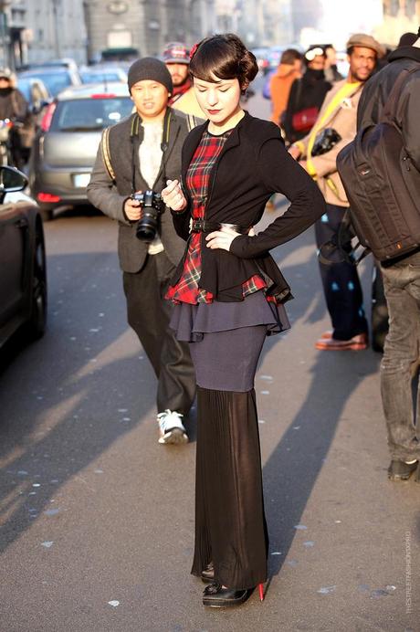 In the Street...Double skirt...Corso Venezia, Milan