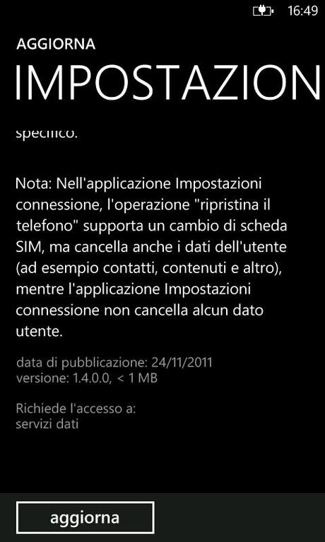 Update: Impostazioni Connessioni v1.4 per Nokia Lumia 800/710