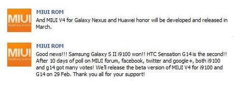 Samsung Galaxy S2,  HTC Sensation, Huawey Honor,  Galaxy Nexus pronta la ROM MIUI basata su ICS