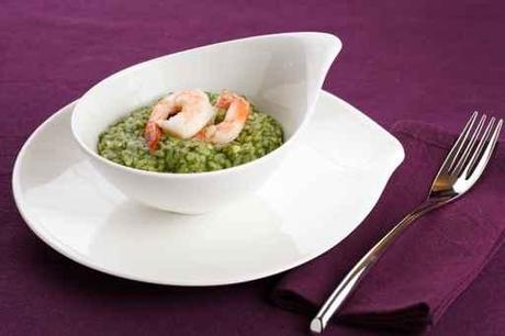 risotto con asparagi e code di scampi