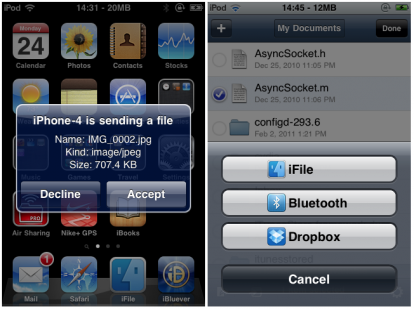 AirBlue Sharing iPhone 414x309 AirBlue Sharing, unalternativa a Celeste per lo scambio di file tramite Bluetooth | Cydia