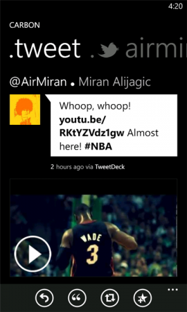  Carbon, Client Twitter per Windows Phone