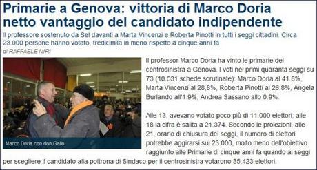 Primarie Genova: vince Doria, sconfitto il PD
